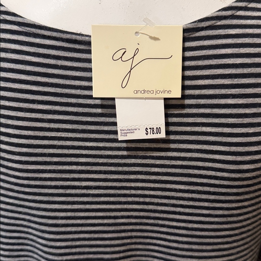Andrea Jovine Black & Gray Striped Long-Sleeve Tunic. Medium. NWT - Picture 5 of 7